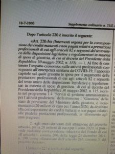 Il patrocinio bistrattato. Art. 220 bis L 77/20, una luce nel buio?  